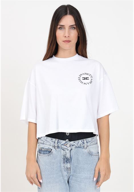White short-sleeved T-shirt for women with logo print ELISABETTA FRANCHI | MA00646E2270
